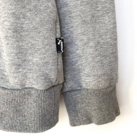 PUMA Womens Fleece Hoodie Gray Sweatshirt Embossed Logo Kangaroo Pocket - Picture 6 of 9